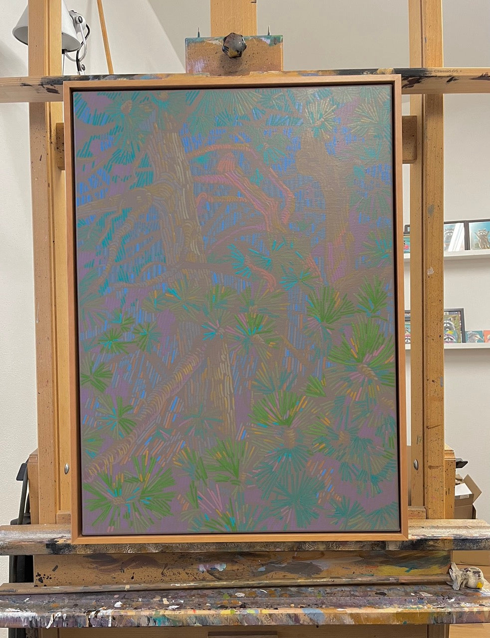 Kiefern in der Sonne 1, Unikat, Malerei, handgemaltes Einzelstück, 70 x 50 cm, mit Rahmen