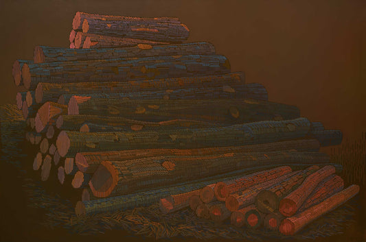 Geschlagenes Holz, Unikat, Malerei, handgemaltes Einzelstück, 180 x 120 cm