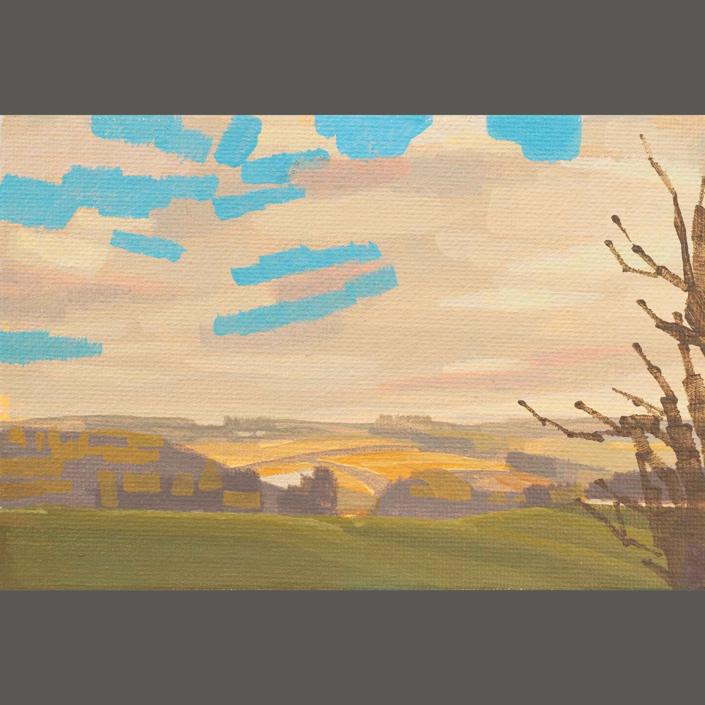 Original Gemälde – "Abendsonne" - handgemalt – Acrylbild – 10x15 cm – Landschaft Bild – Einzelstück – mit Rahmen