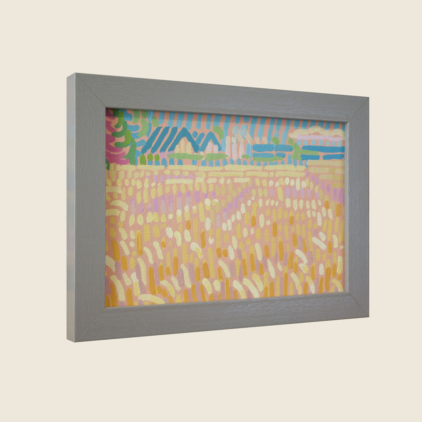 "Candy Land 4", Unikat, Malerei, handgemaltes Einzelstück, 17,3 x 12,3 cm, mit Bilderrahmen