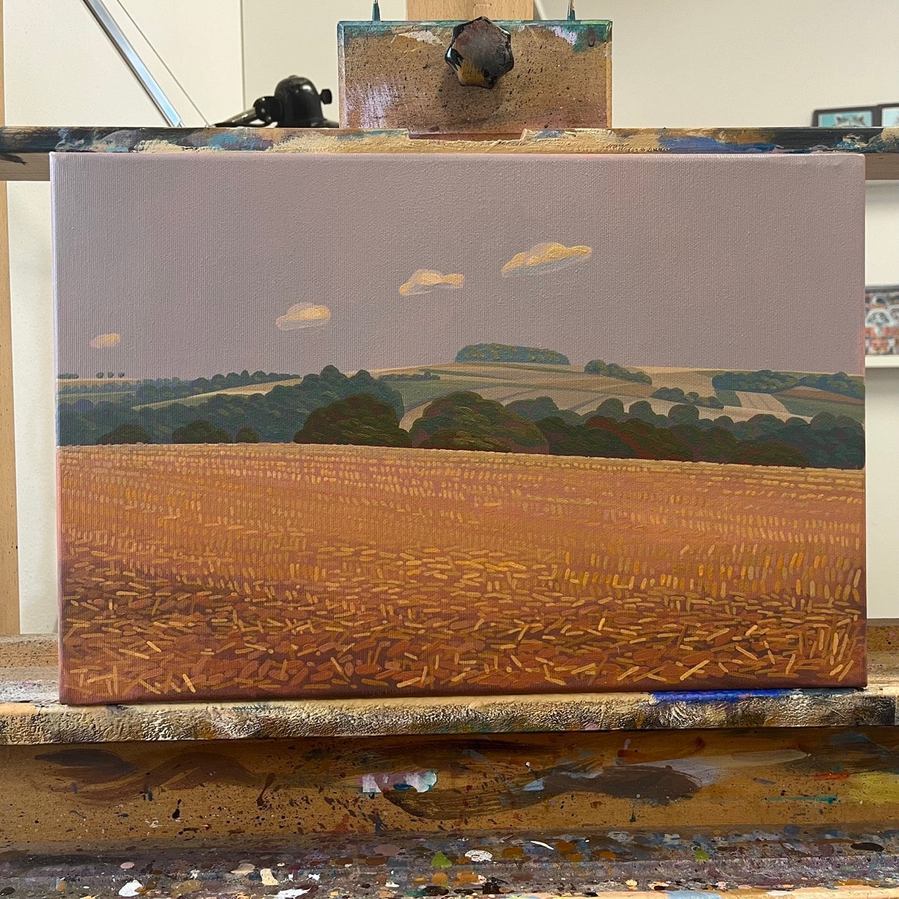Vier Wolken, Unikat, Malerei, handgemaltes Einzelstück, 45 x 30 cm cm, Acrylfarbe auf Leinwand