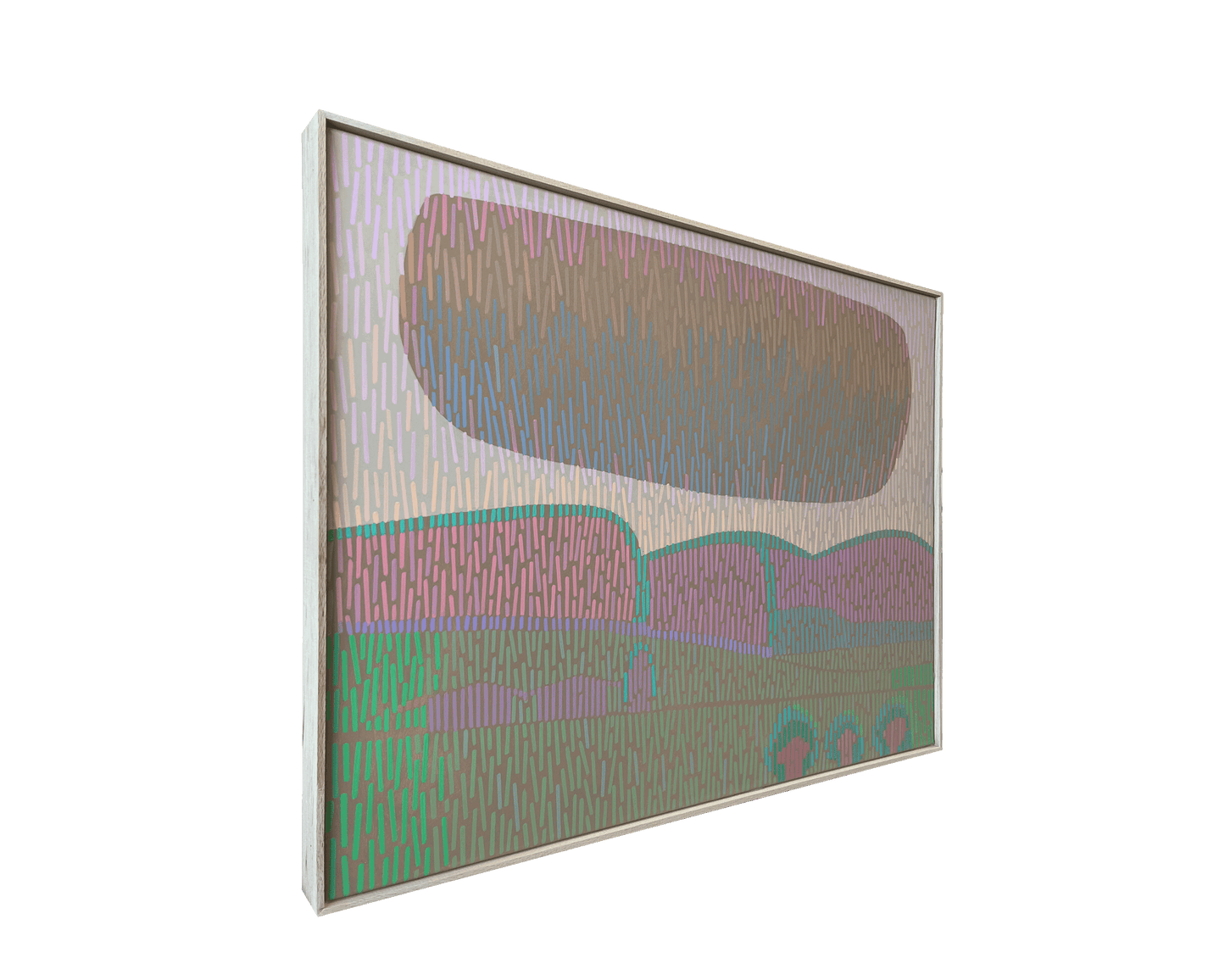 Landschaft Komplementär 5, Unikat, Malerei, handgemaltes Einzelstück, 68 x 52 cm, mit Rahmenleiste