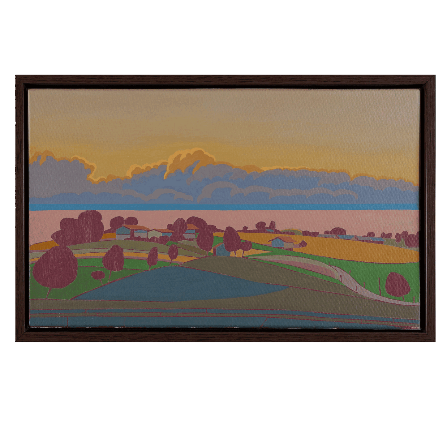 Abend, Unikat, Malerei, handgemaltes Einzelstück, 40 x 28 cm, mit Bilderrahmen