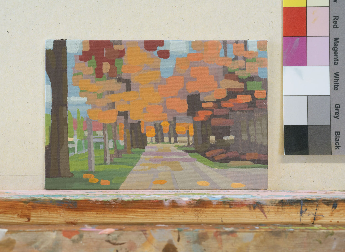 Original Gemälde – "Herbstsonne" - handgemalt – Acrylbild – 10x15 cm – Landschaft Bild – Einzelstück – mit Rahmen