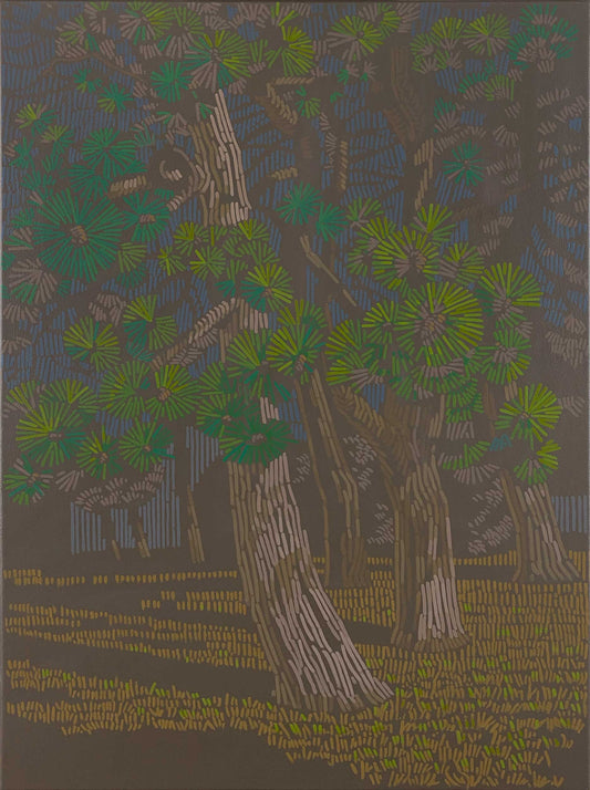 Kiefern in der Sonne 2, Unikat, Malerei, handgemaltes Einzelstück, 70 x 50 cm, mit Rahmen