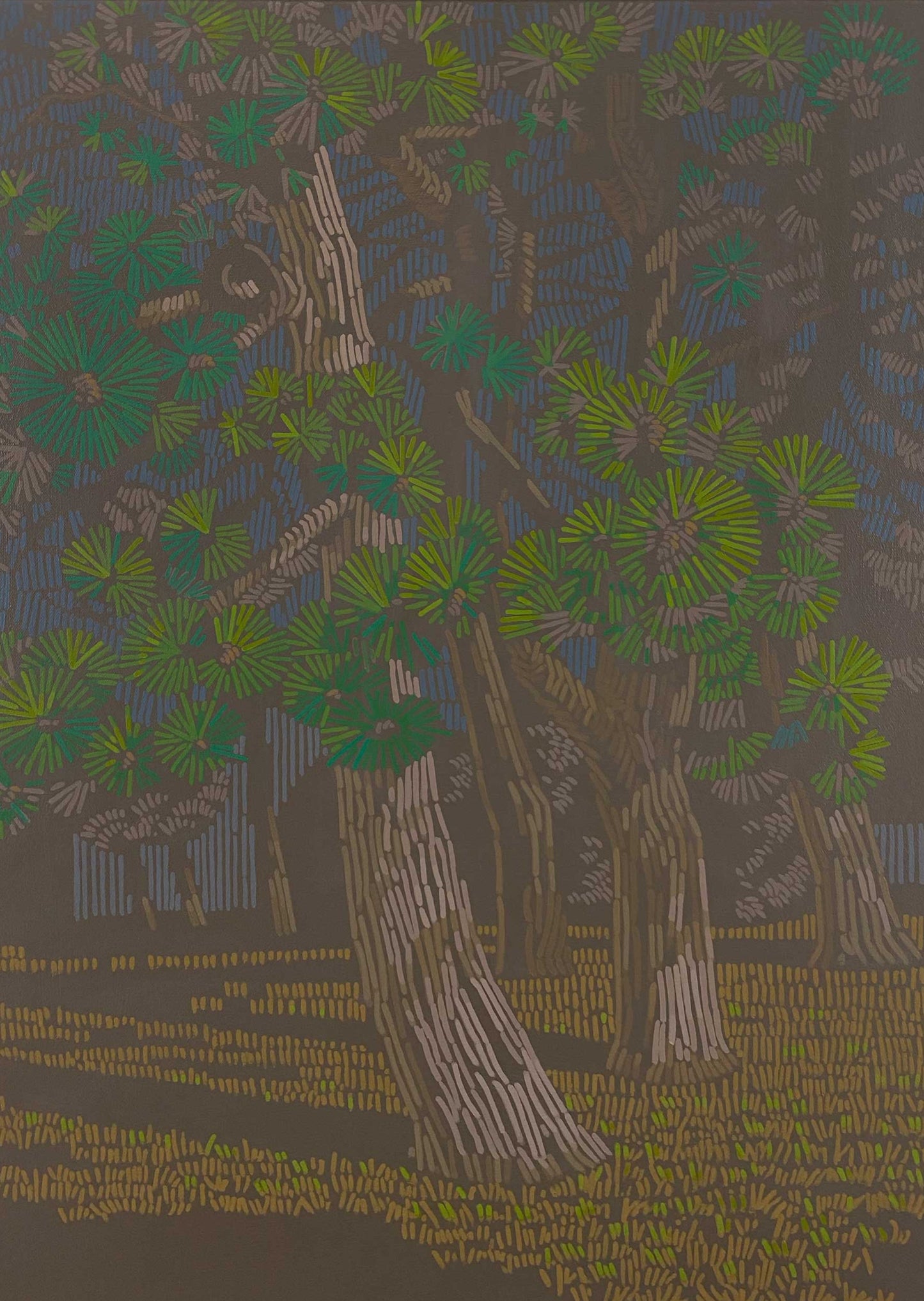 Kiefern in der Sonne 2, Unikat, Malerei, handgemaltes Einzelstück, 70 x 50 cm, mit Rahmen