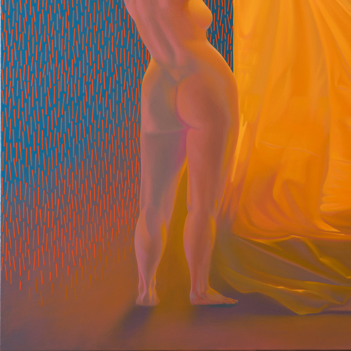 Cupid and Psyche, unique, painting, hand-painted unique piece, 180 x 120 cm