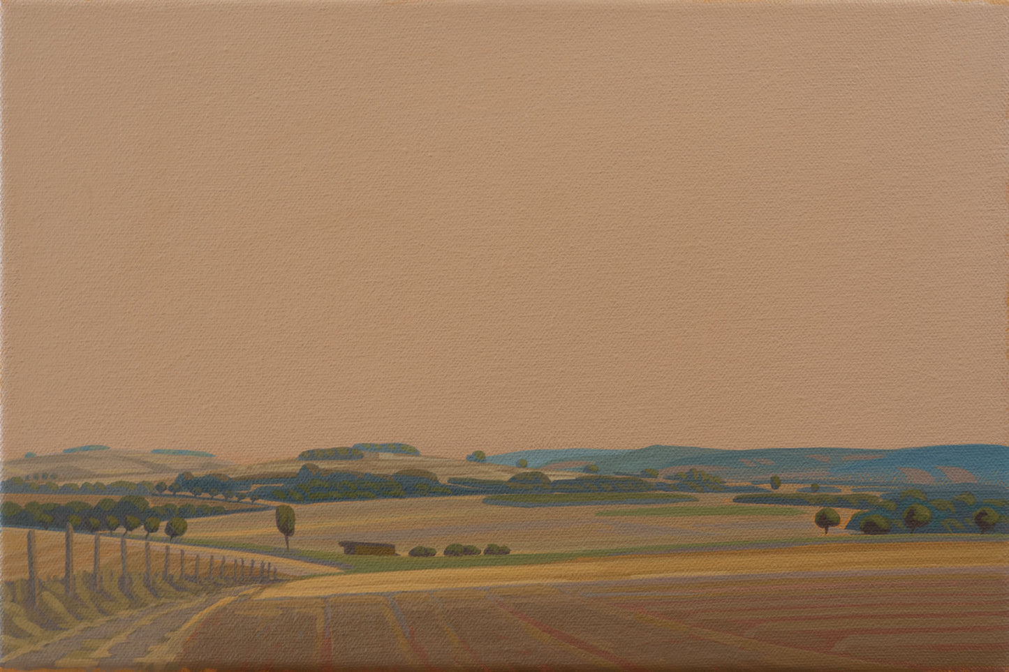 Flowing fields, unique, painting, hand-painted unique piece, 30 x 20 cm, acrylic paint on canvas