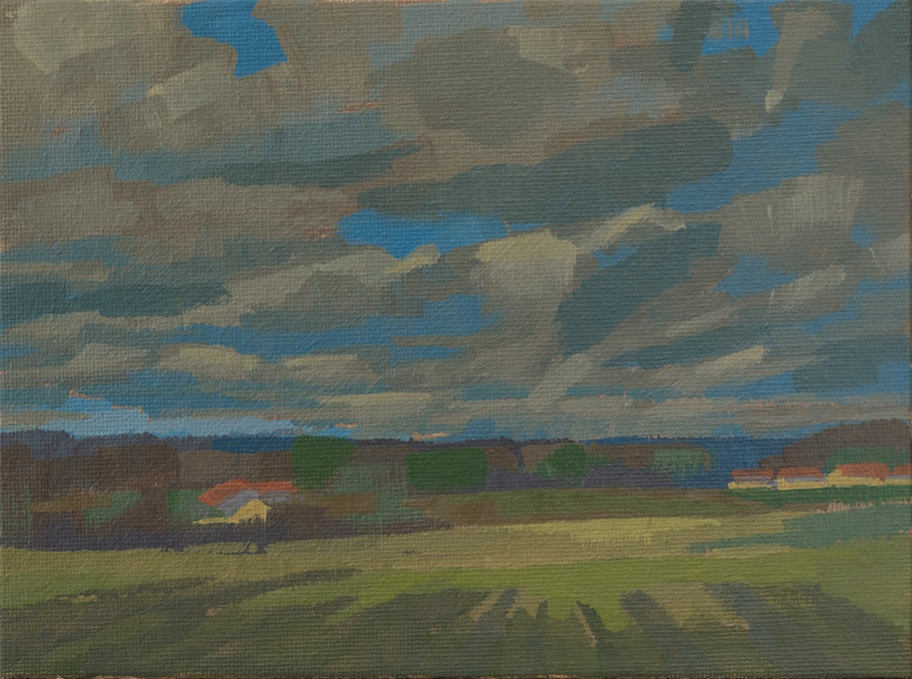 Cloudy, unique, painting, hand-painted unique piece, 20 x 15 cm, with picture frame