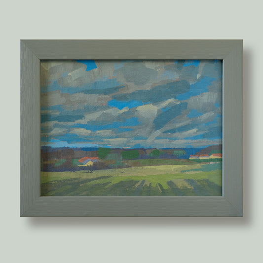 Wolkig, Unikat, Malerei, handgemaltes Einzelstück, 20 x 15 cm, mit Bilderrahmen
