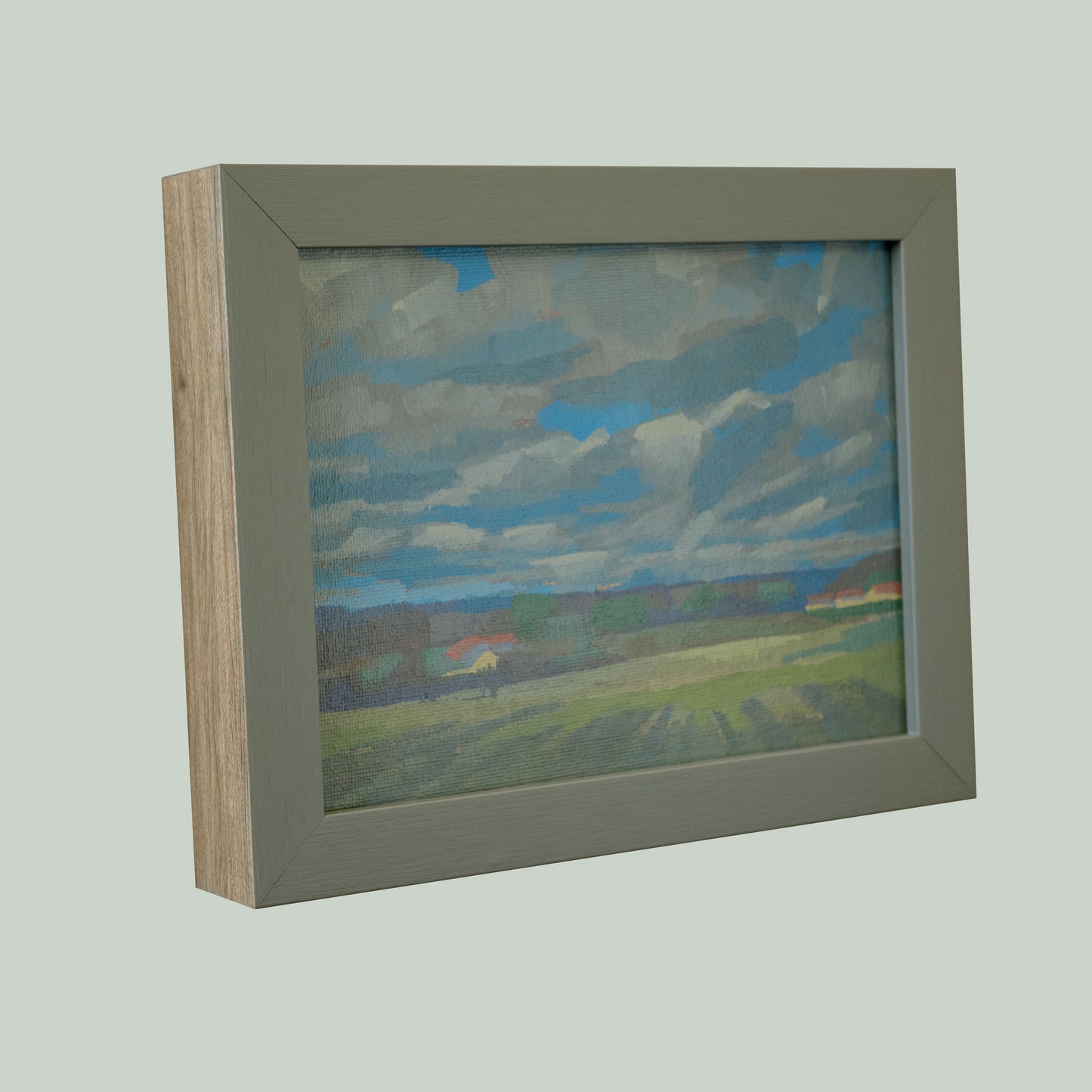 Wolkig, Unikat, Malerei, handgemaltes Einzelstück, 20 x 15 cm, mit Bilderrahmen
