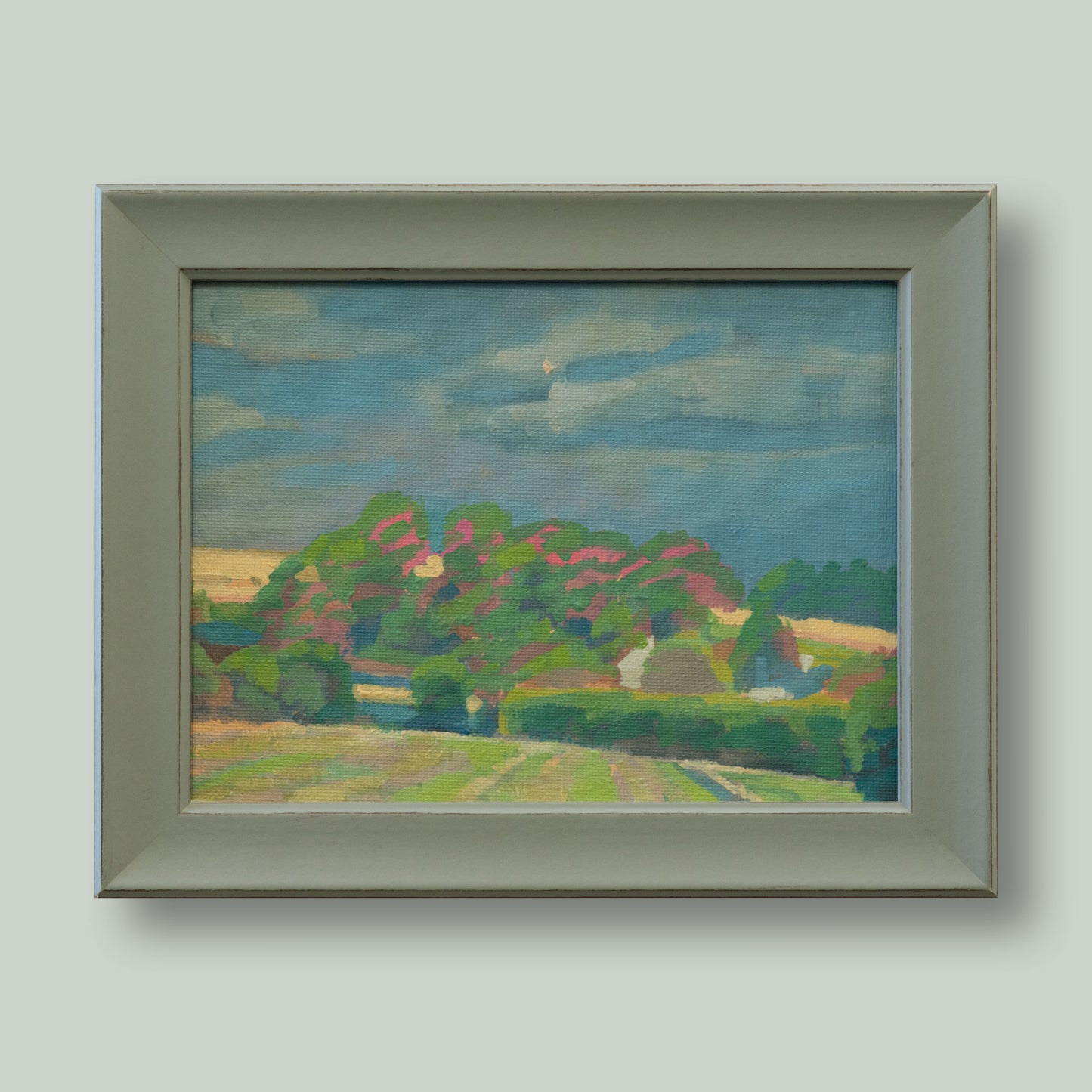 Summer rain, unique, painting, hand-painted unique piece, 20 x 15 cm, with picture frame