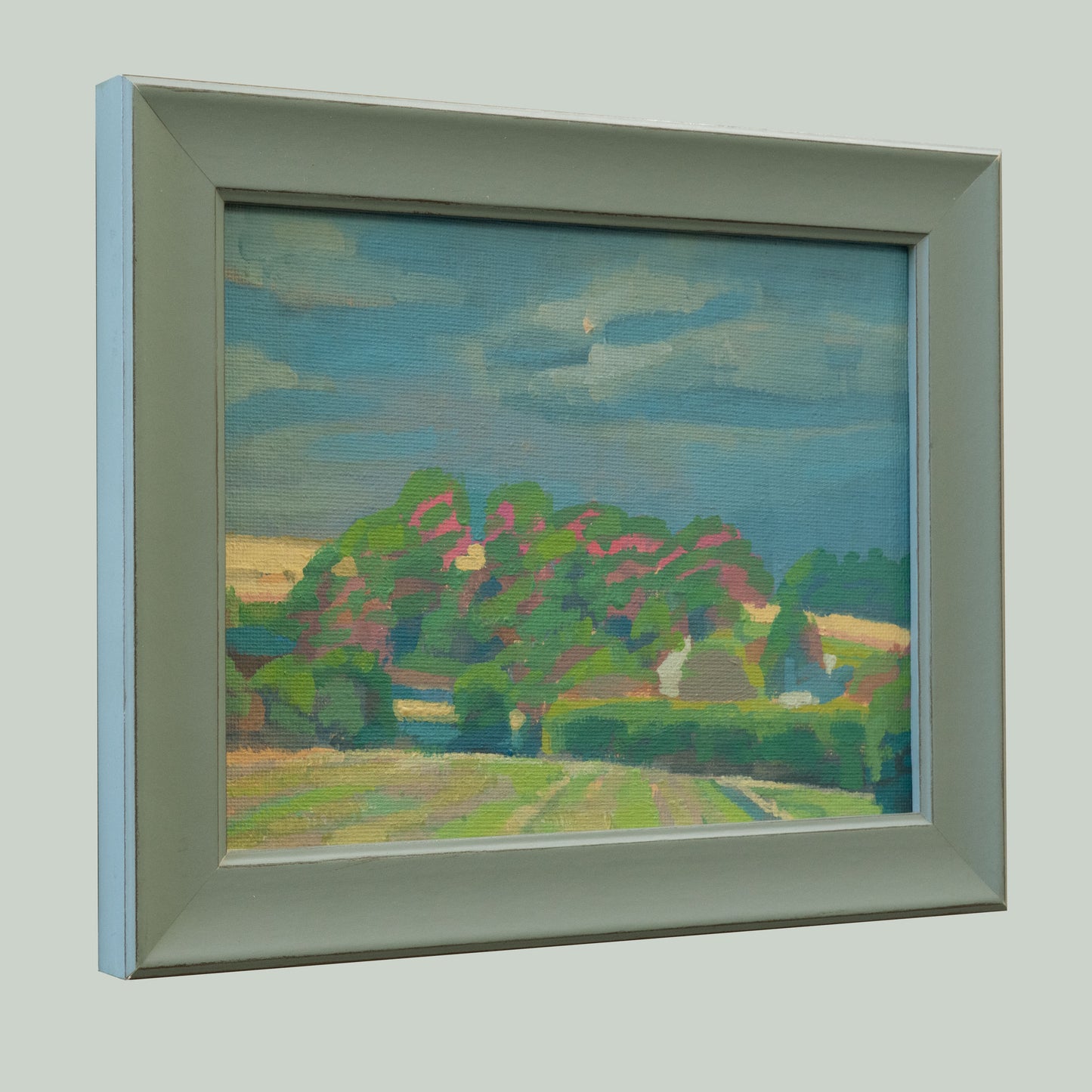 Sommerregen, Unikat, Malerei, handgemaltes Einzelstück, 20 x 15 cm, mit Bilderrahmen