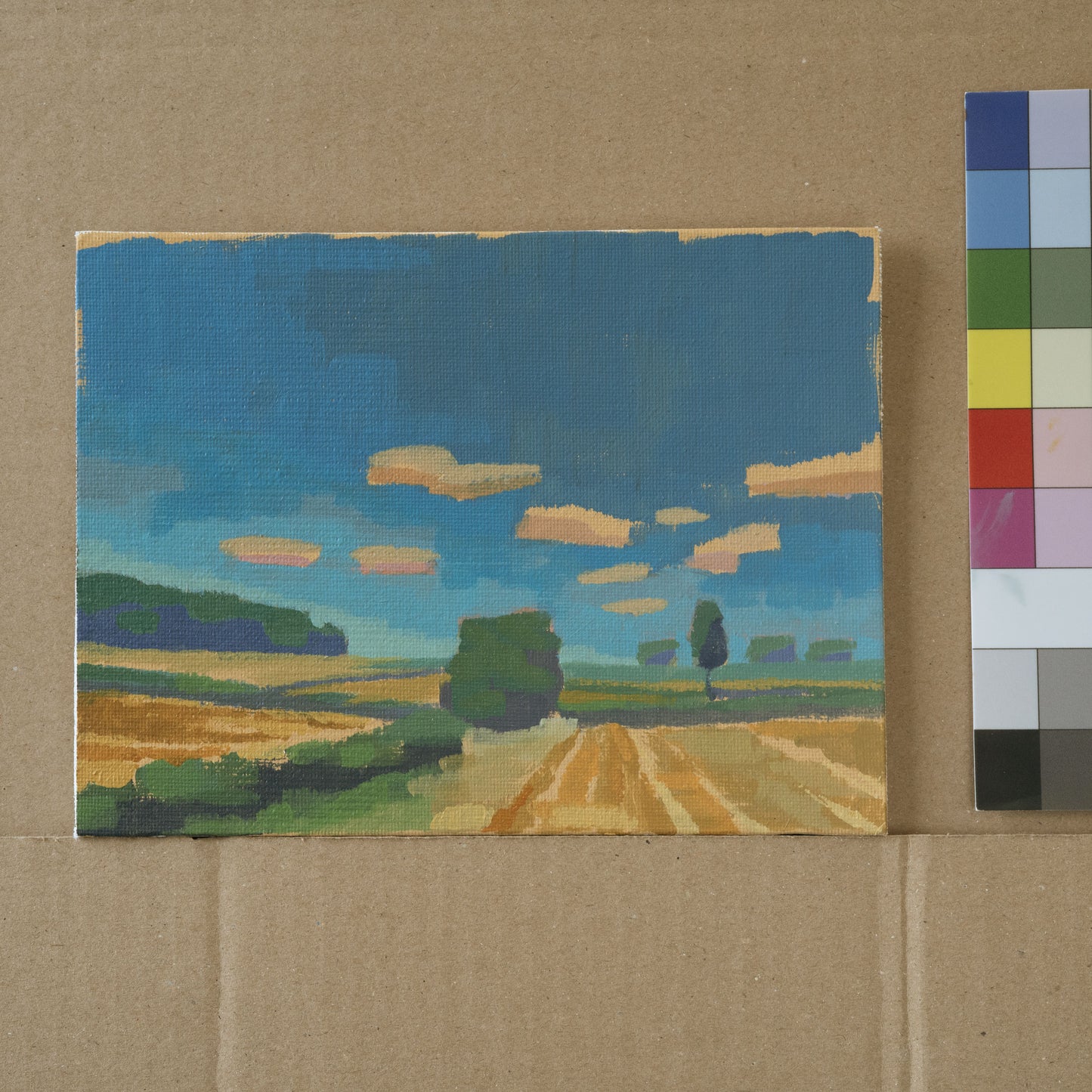 Sommerwolken, Unikat, Malerei, handgemaltes Einzelstück, 20 x 15 cm, mit Bilderrahmen