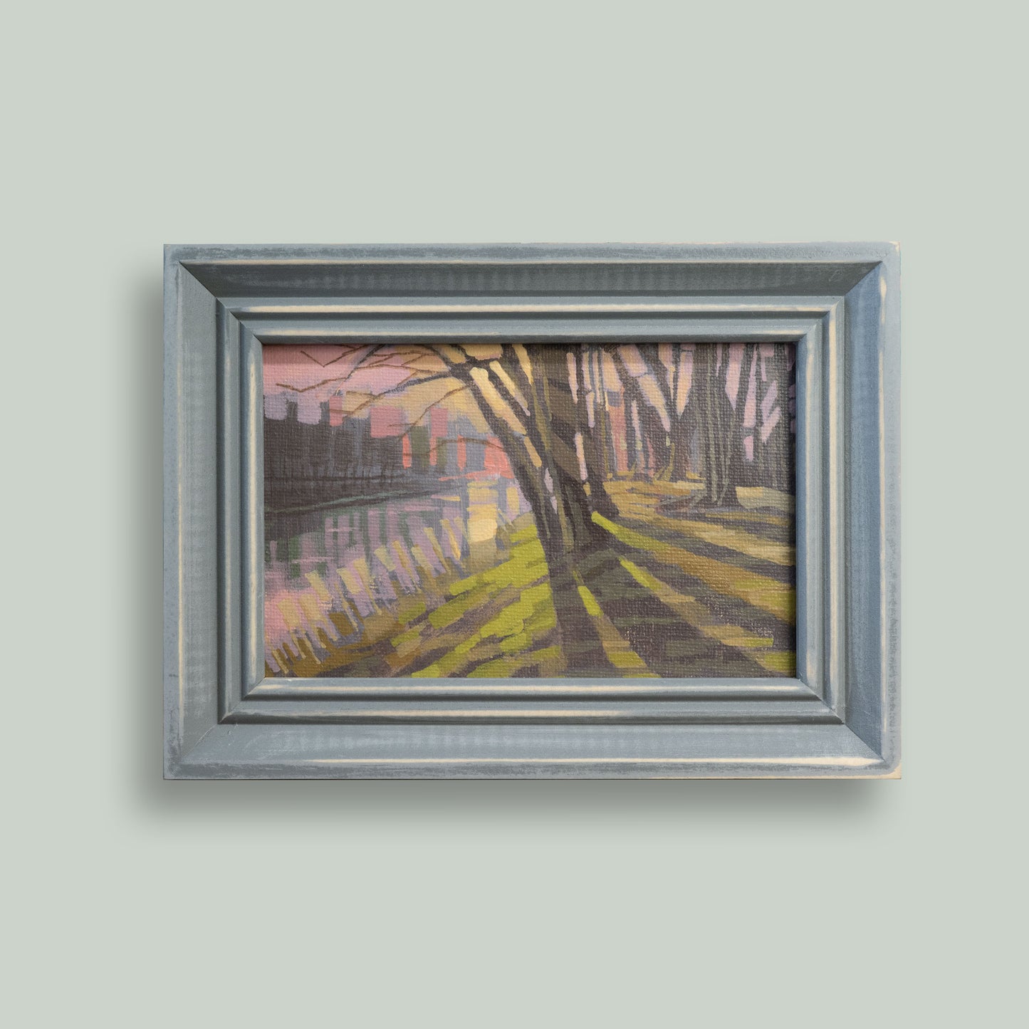 Original painting - "Autumn Light" - hand painted - acrylic painting - 10x15 cm - landscape picture - unique piece - with frame