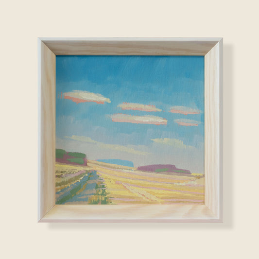 "Feldweg", Unikat, Malerei, handgemaltes Einzelstück, 17,4 x 17,4 cm, mit Bilderrahmen