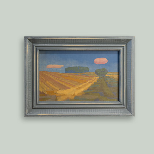Original painting - "Gold Edge" - hand painted - acrylic painting - 10x15 cm - landscape picture - unique piece - with frame