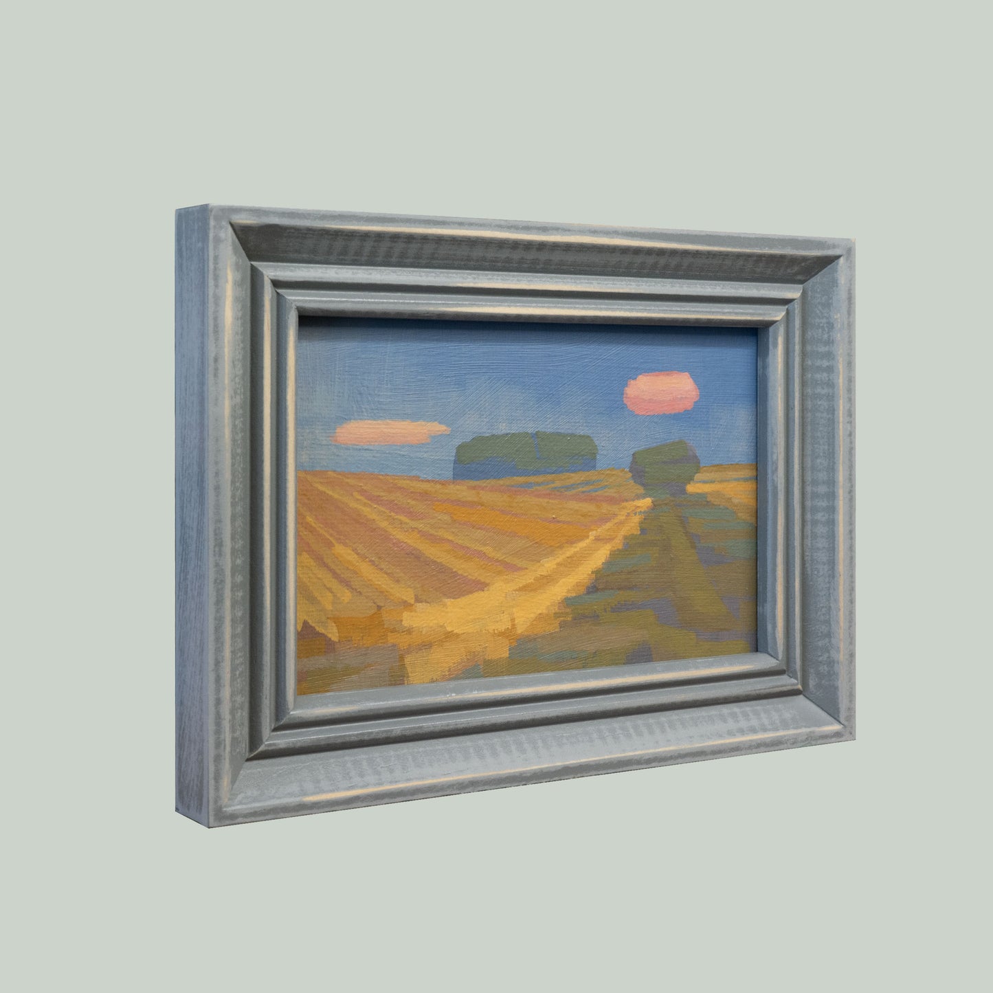 Original Gemälde – "Goldrand" - handgemalt – Acrylbild – 10x15 cm – Landschaft Bild – Einzelstück – mit Rahmen