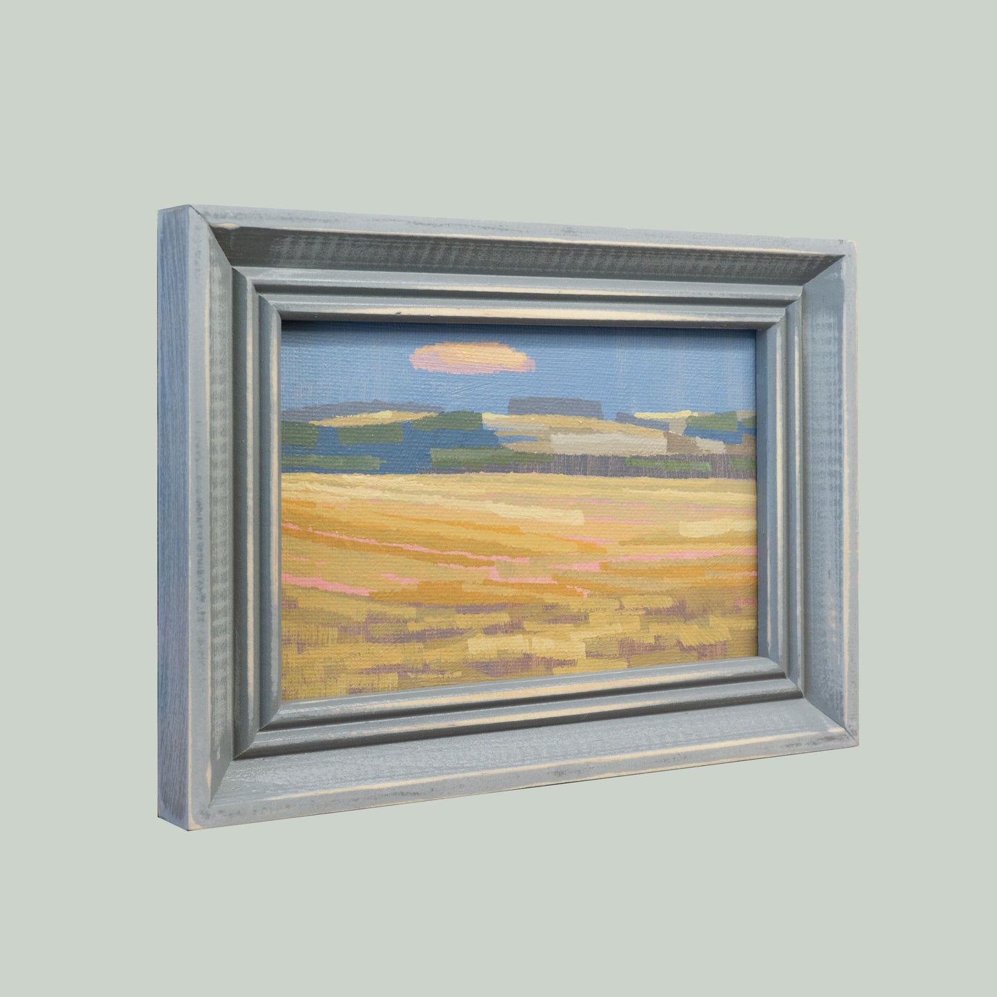 Original Gemälde – "Herbstfeld" - handgemalt – Acrylbild – 10x15 cm – Landschaft Bild – Einzelstück – mit Rahmen