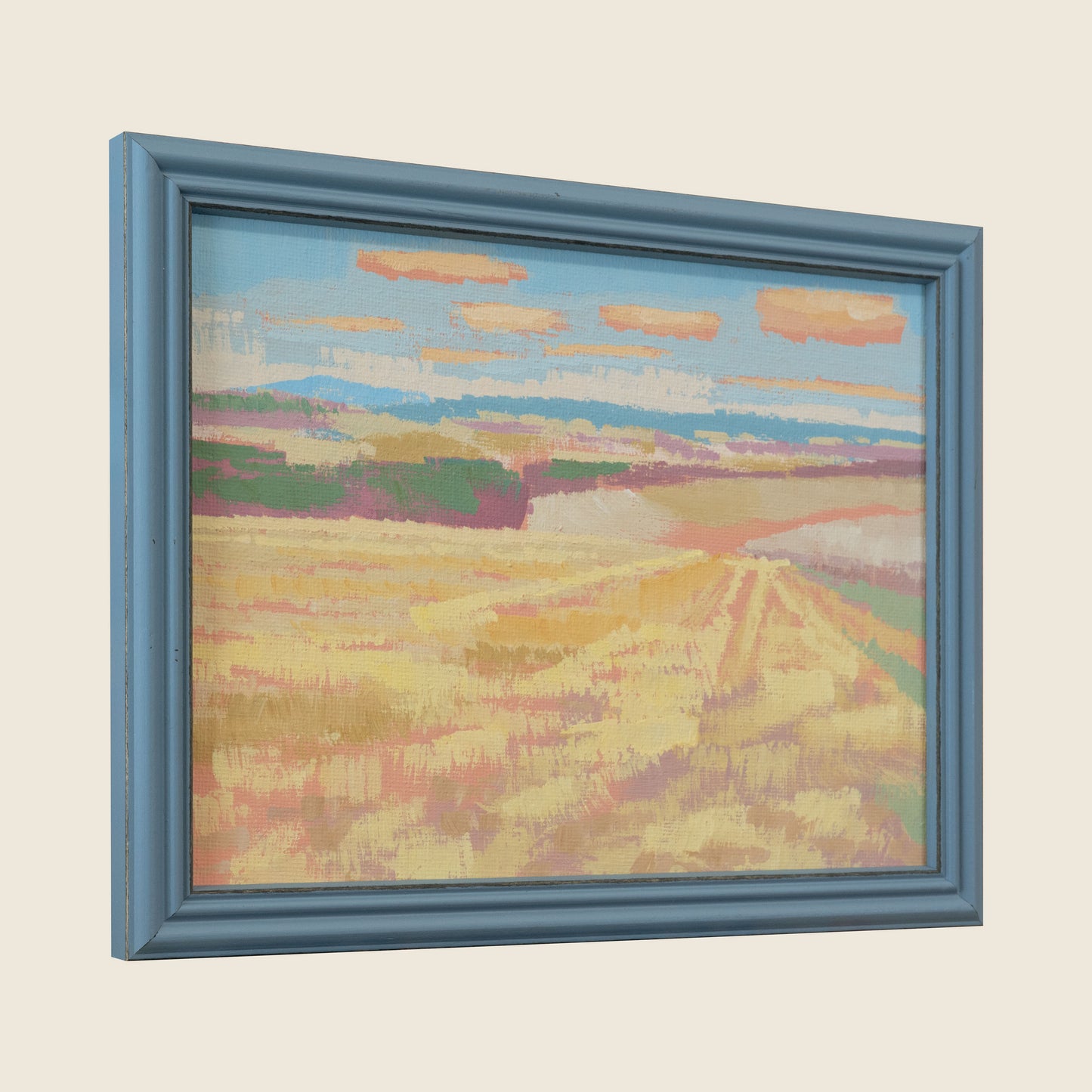 "Sky blue", unique, painting, hand-painted unique piece, 22.3 x 17.3 cm, with picture frame
