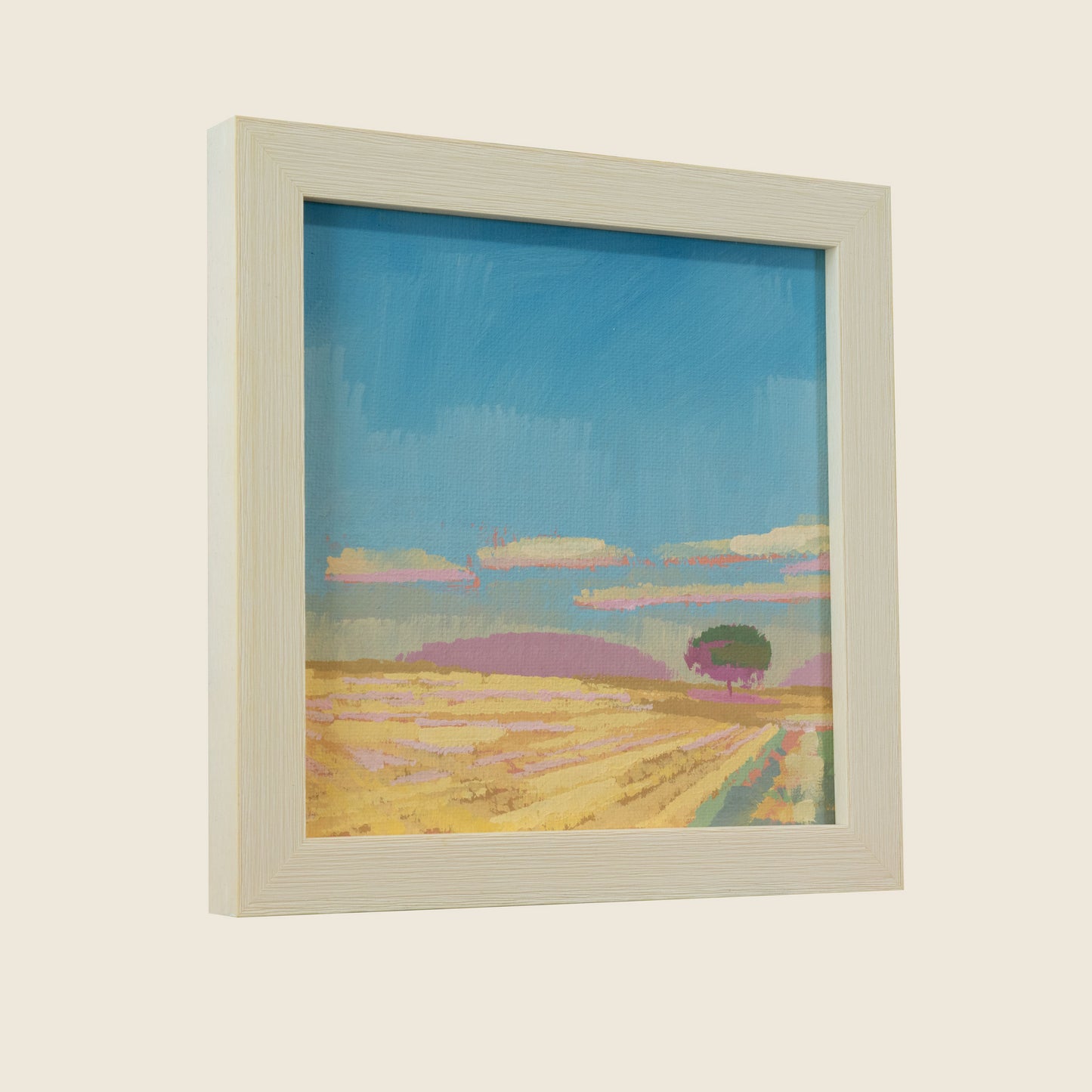 "Hoher Himmel", Unikat, Malerei, handgemaltes Einzelstück, 17,3 x 17,3 cm, mit Bilderrahmen