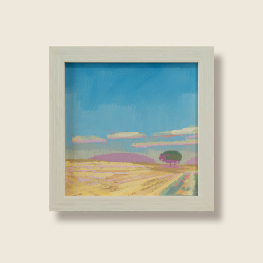 "Hoher Himmel", Unikat, Malerei, handgemaltes Einzelstück, 17,3 x 17,3 cm, mit Bilderrahmen
