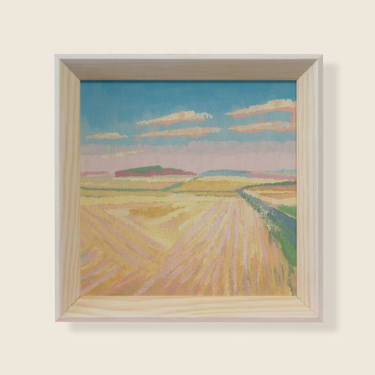 "Pflugspur", Unikat, Malerei, handgemaltes Einzelstück, 17,4 x 17,4 cm, mit Bilderrahmen