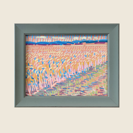 "Sky blue", unique, painting, hand-painted unique piece, 22.3 x 17.3 cm, with picture frame