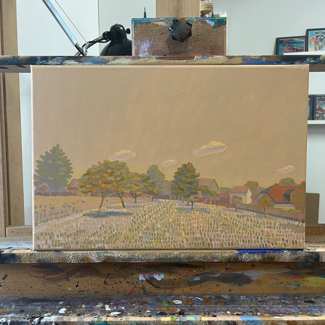 Small orchard, unique, painting, hand-painted unique piece, 45 x 30 cm, acrylic paint on canvas