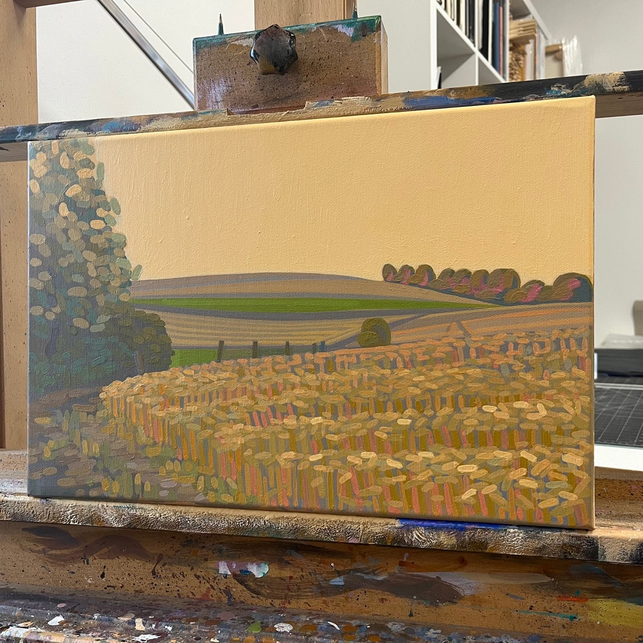 Luminous field, unique, painting, hand-painted unique piece, 45 x 30 cm, acrylic paint on canvas
