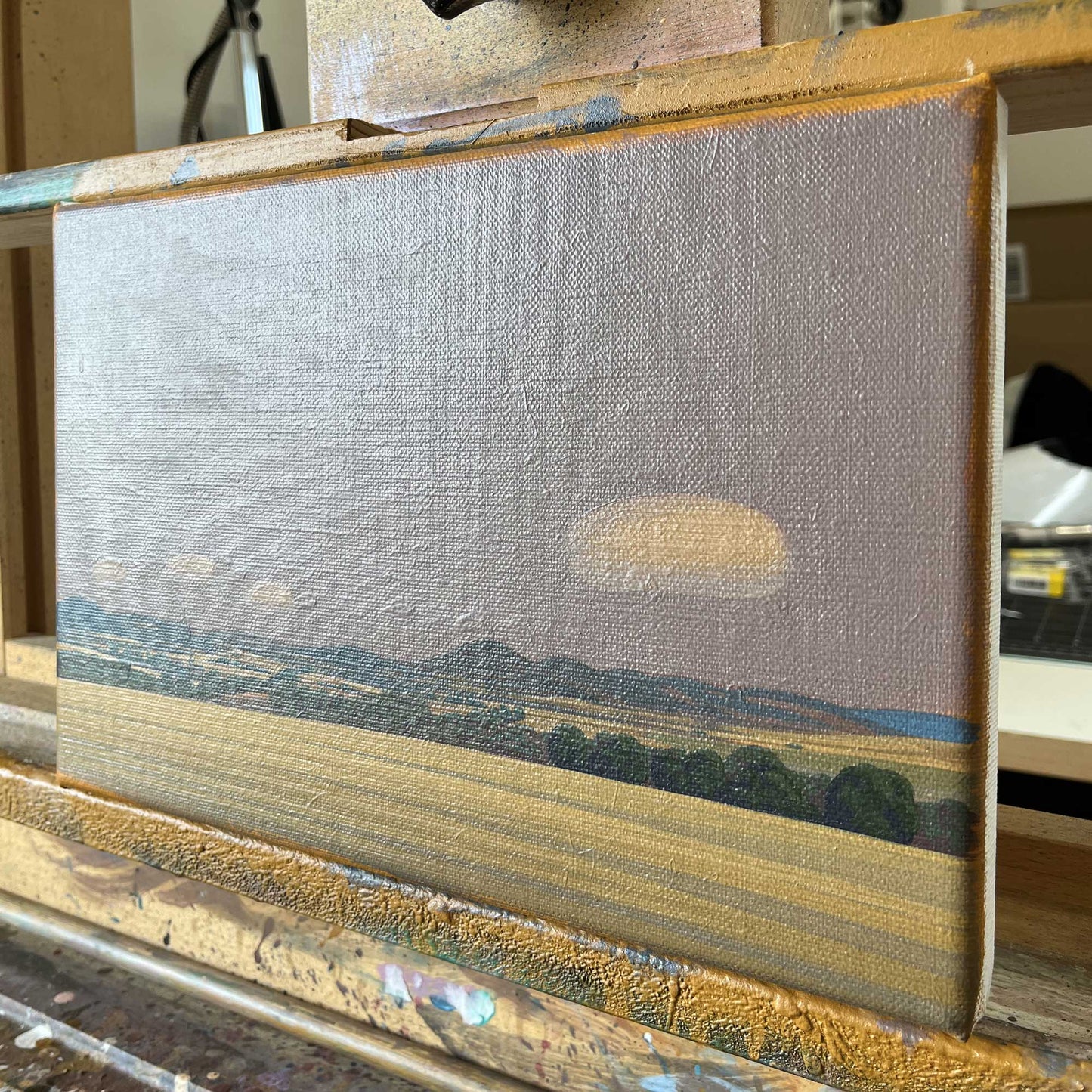 Vier Wolken, Unikat, Malerei, handgemaltes Einzelstück, 30 x 20 cm, Acrylfarbe auf Leinwand
