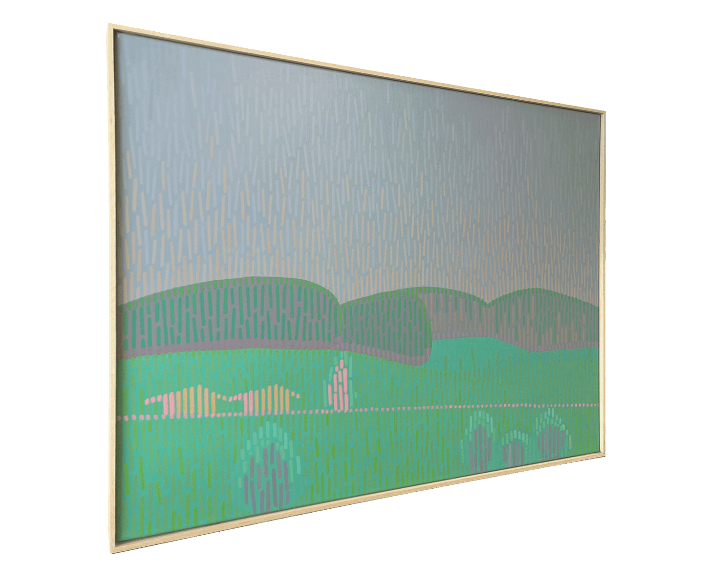 Landschaft Komplementär 3, Unikat, Malerei, handgemaltes Einzelstück, 68 x 52 cm, mit Rahmenleiste