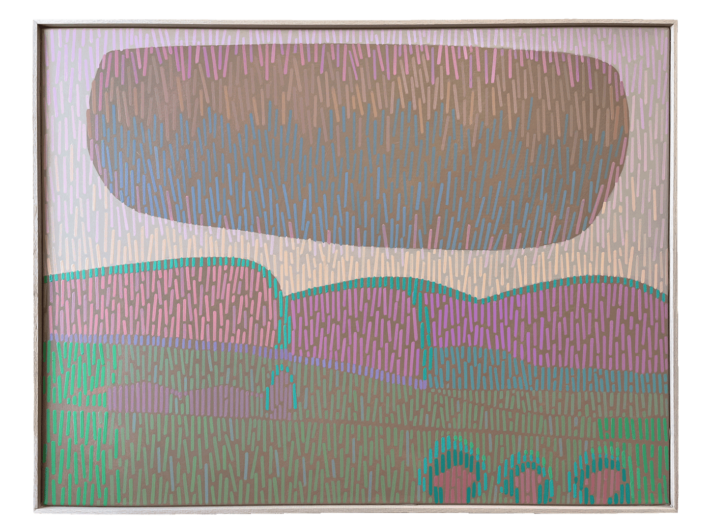 Landschaft Komplementär 5, Unikat, Malerei, handgemaltes Einzelstück, 68 x 52 cm, mit Rahmenleiste