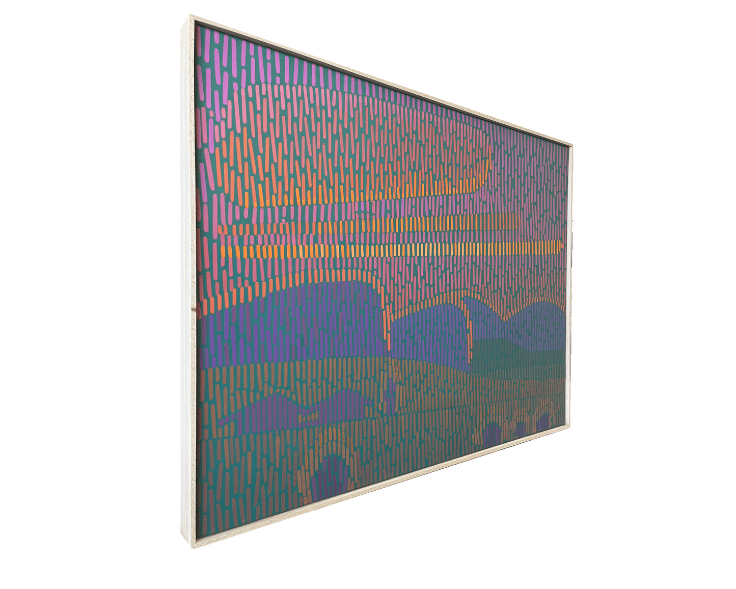 Landschaft Komplementär 1, Unikat, Malerei, handgemaltes Einzelstück, 68 x 52 cm, mit Rahmenleiste