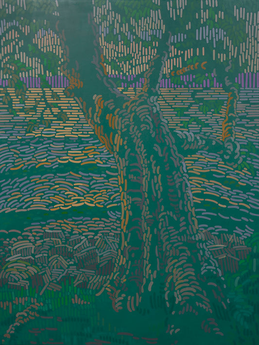 Baum am See, Unikat, Malerei, handgemaltes Einzelstück, 120 x 90 cm, gerahmt mit Bucheleiste (Kopie) (Kopie) (Kopie)