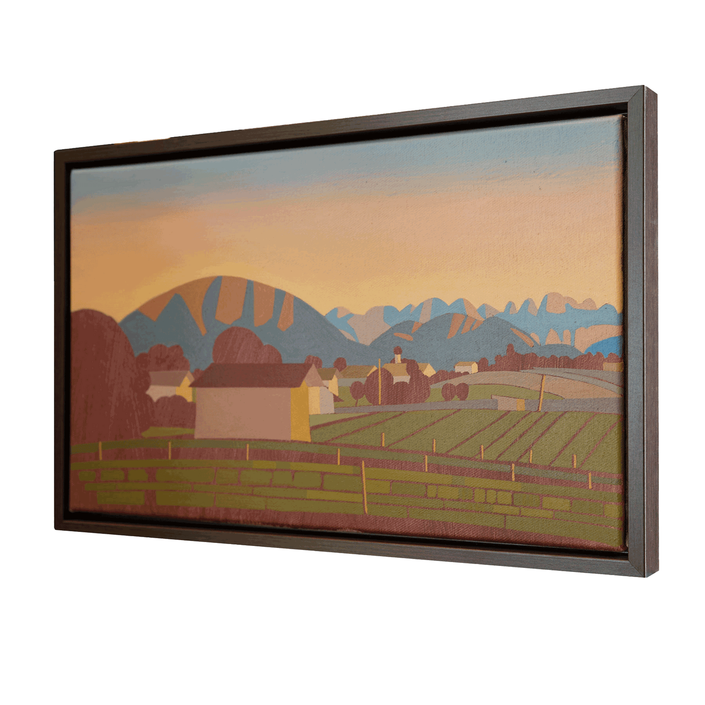 View to the south, unique, painting, hand-painted unique piece, 50 x 30 cm, with picture frame