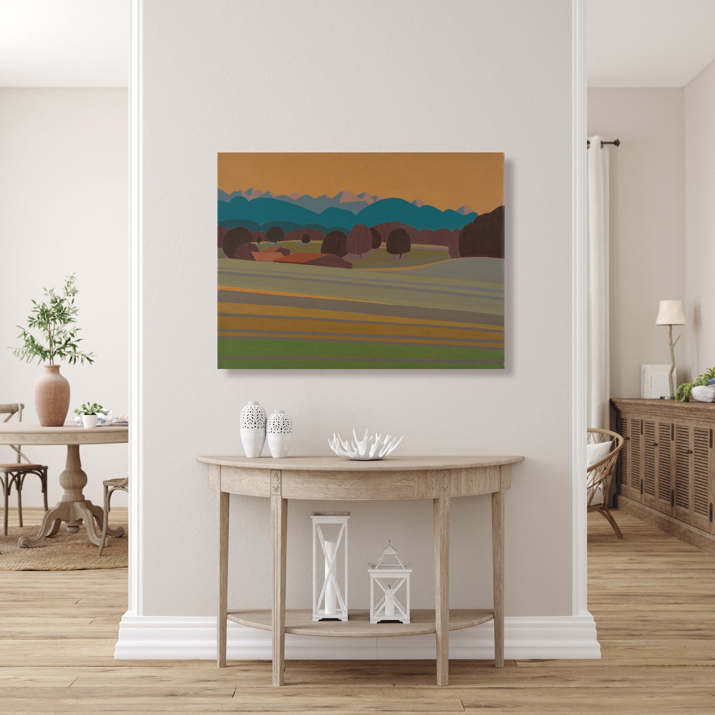 Copper sky, unique, painting, hand-painted unique piece, 40 x 30 cm, with picture frame