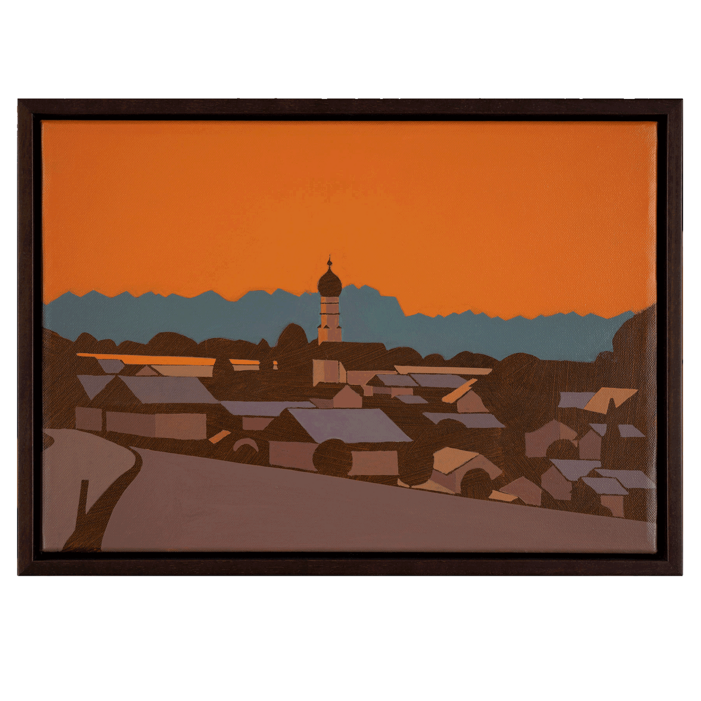 Winterabend , Unikat, Malerei, handgemaltes Einzelstück, 40 x 28 cm, mit Bilderrahmen