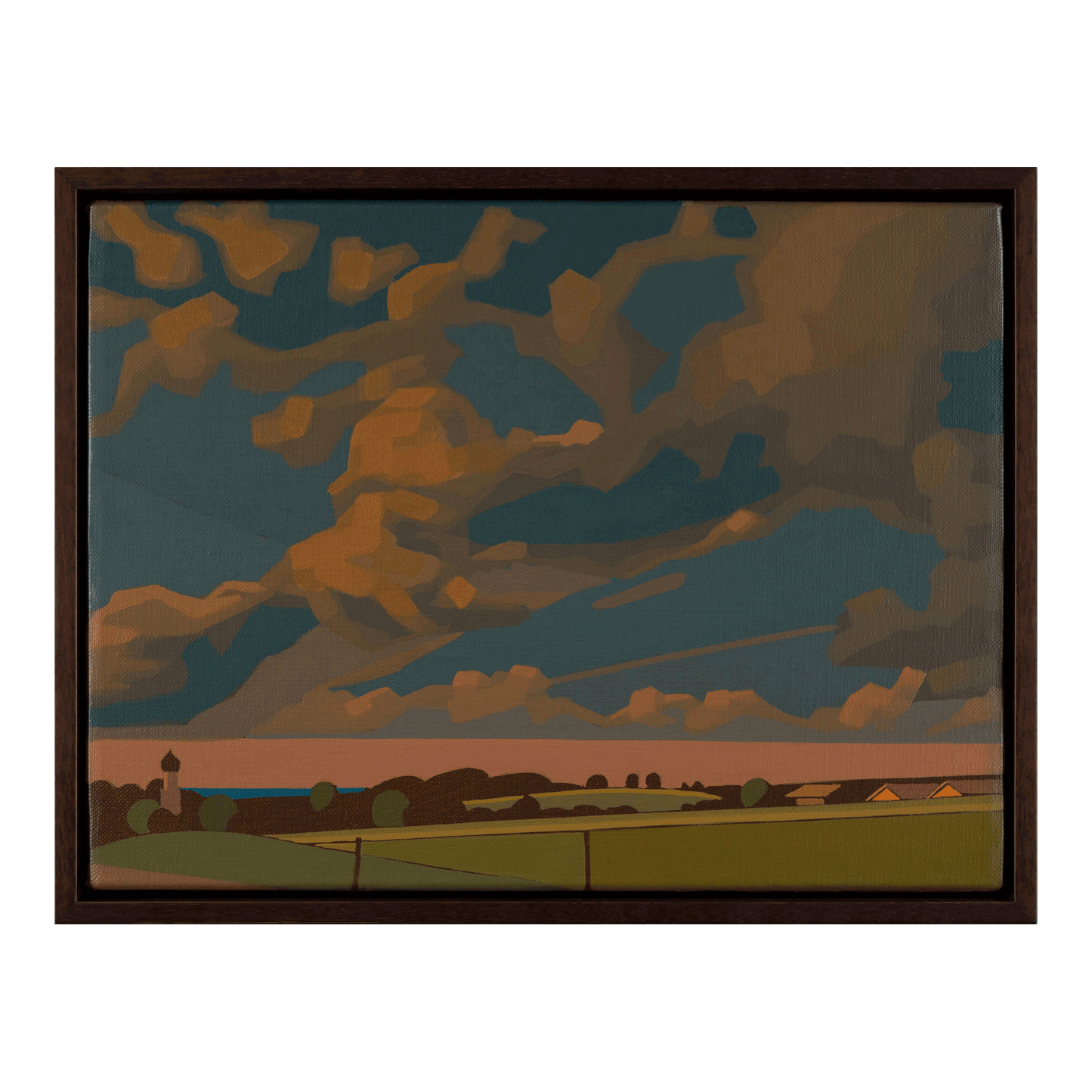 Oberlandwolken , Unikat, Malerei, handgemaltes Einzelstück, 40 x 30 cm, mit Bilderrahmen