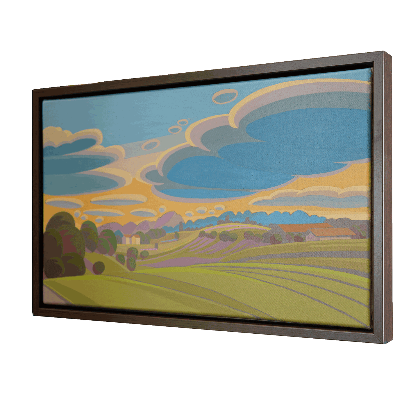 Cheerful, unique, painting, hand-painted unique piece, 40 x 28 cm, with picture frame
