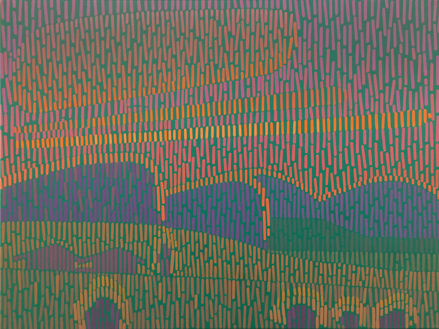 Landschaft Komplementär 1, Unikat, Malerei, handgemaltes Einzelstück, 68 x 52 cm, mit Rahmenleiste