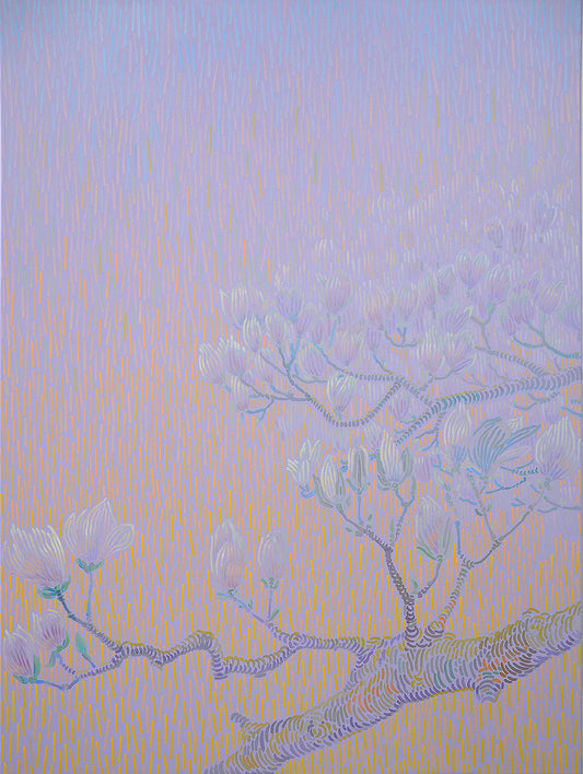 Magnolie, Unikat, Malerei, handgemaltes Einzelstück, 120 x 90 cm, gerahmt mit Bucheleiste