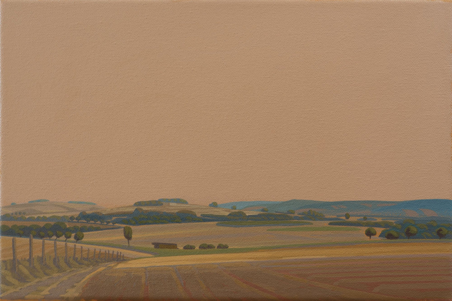 Flowing fields, unique, painting, hand-painted unique piece, 30 x 20 cm, acrylic paint on canvas
