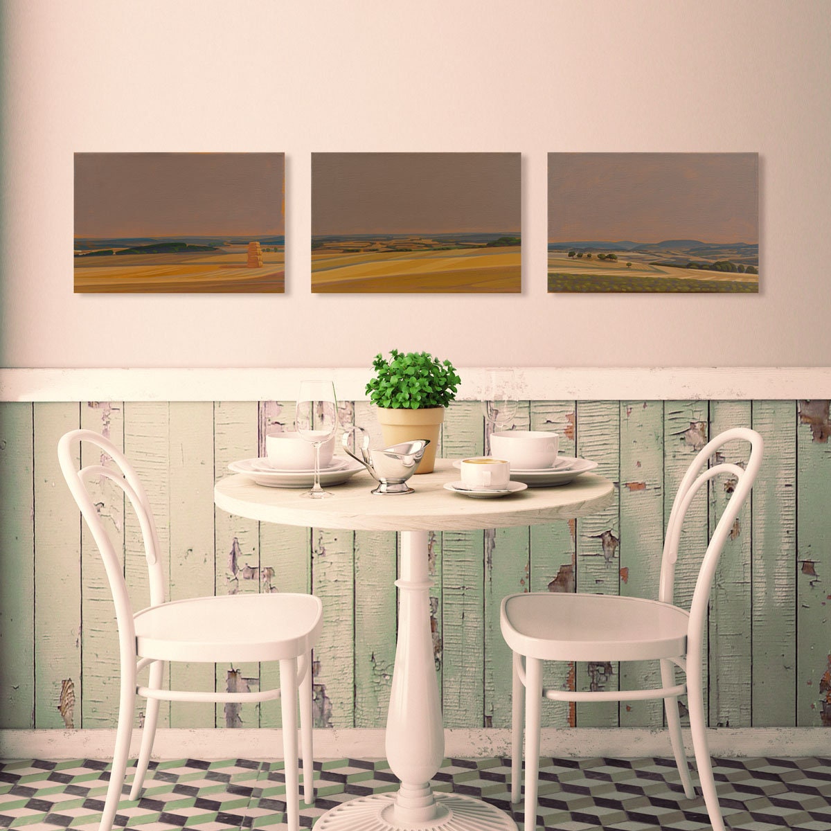 Leinwandbild – Brillanter Kunstdruck – 20x30 cm – uv-beständig – Landschaft mit Feldern