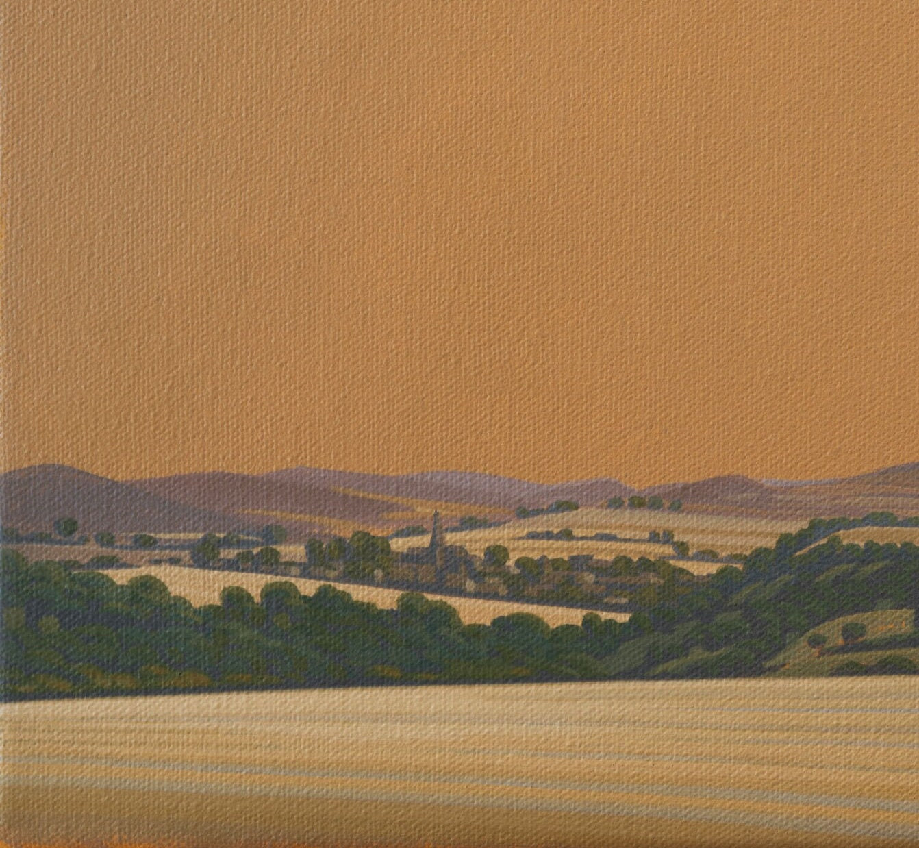 Leinwandbild – Brillanter Kunstdruck – 20x20 cm – uv-beständig – Landschaft mit goldenem Himmel