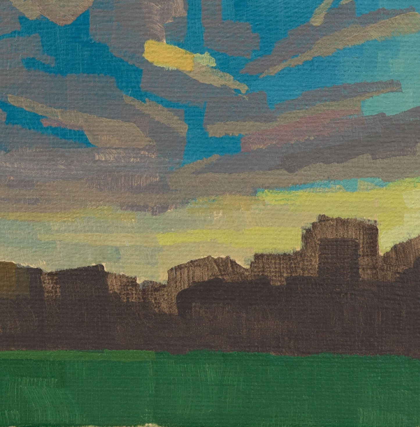 Original Gemälde "Abend" – handgemalt – Acrylbild – 10x15 cm – Landschaft Bild – Einzelstück – mit Rahmen