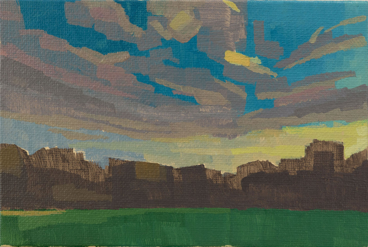 Original painting "Evening" - hand painted - acrylic painting - 10x15 cm - landscape picture - unique piece - with frame