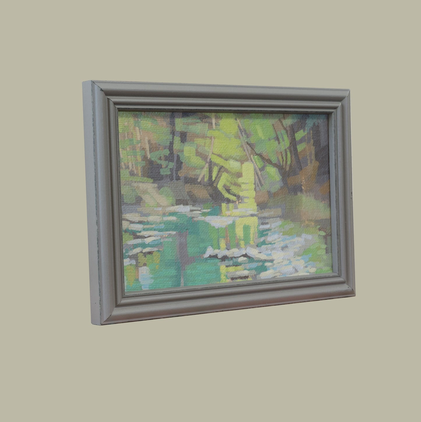 Original Gemälde – "Lichtspiel" - handgemalt – Acrylbild – 10x15 cm – Landschaft Bild – Einzelstück – mit Rahmen