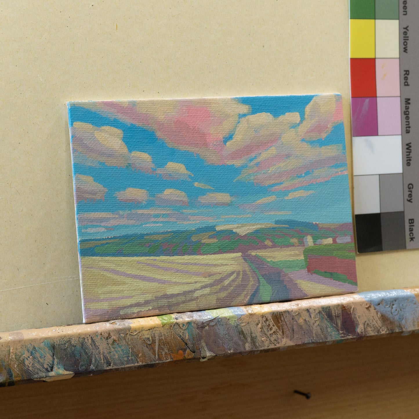 Original Gemälde – "Sommer" - handgemalt – Acrylbild – 10x15 cm – Landschaft Bild – Einzelstück – mit Rahmen