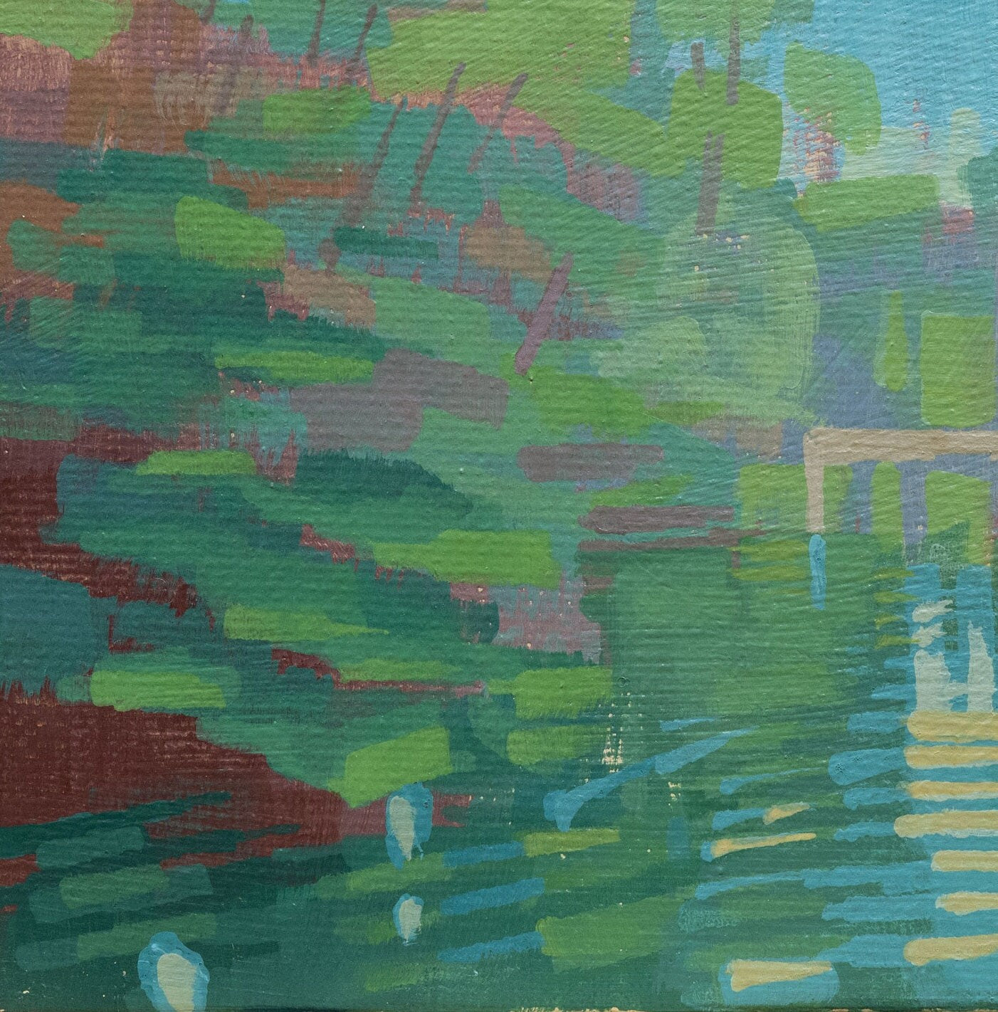Original Gemälde – "Flusslauf" - handgemalt – Acrylbild – 10x15 cm – Landschaft Bild – Einzelstück – mit Rahmen